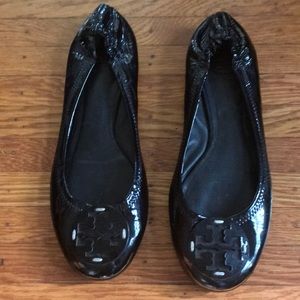 Tory Burch black patent leather ballet flats